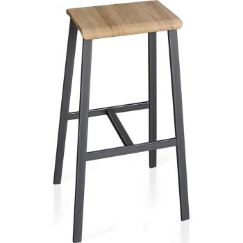 Industriedesign Stehhocker, 2er Set, Asteiche & Stahl, Sitzhöhe 770 mm