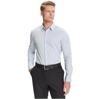 Calvin Klein Langarmhemd „Long Sleeve Solid Stretch Slim“ – Unifarben, Herren, Größe L