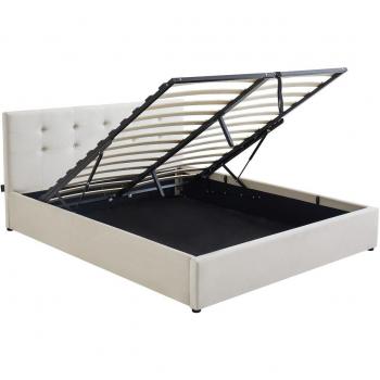 Lit coffre Tina 160x200 cm avec tête de lit beige