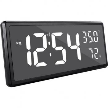 Elektronische LED Wanduhr mit großem Ziffernblatt und Temperaturkalender sowie Helligkeitseinstellung