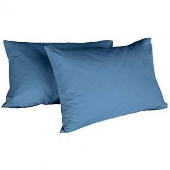 Coppia di federe in cotone azzurro 52 x 82 cm