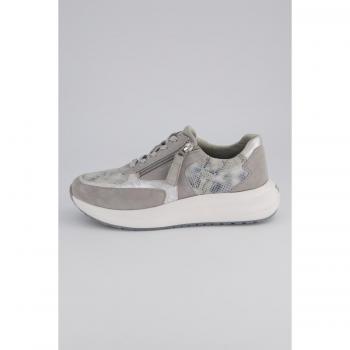 Sneakers in pelle con memory foam, larghezza H, Donna, Grigio, Taglia: 38