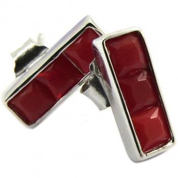 Aretes de Plata 'Boho' con Detalle Rojo