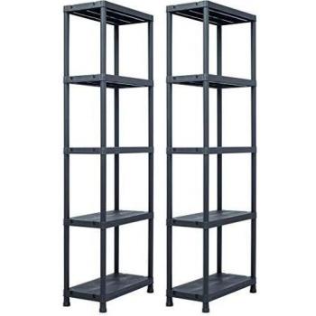VidaXL 2-Piece Black Storage Shelf Set