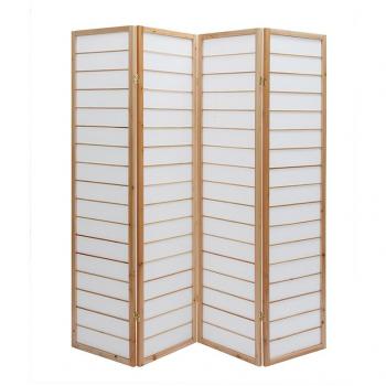 Gibon Paravent aus hellem Holz und Reispapier