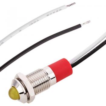 Indicateur LED 8mm 220VAC Jaune à Installer sur Panneau