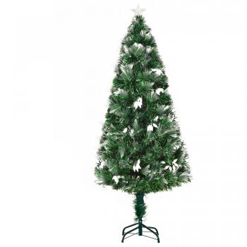 Árbol de Navidad Artificial HOMCOM 150 cm con 170 Luces LED y Fibra Óptica