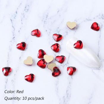 10 pcs Valentine Heart AB Crystal Flat Back Rhinestones for Nail Art