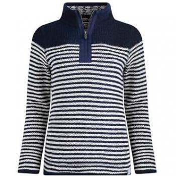 Weird Fish Juliet 1/4 Zip Stripe Macaroni Sweatshirt Navy Size 16