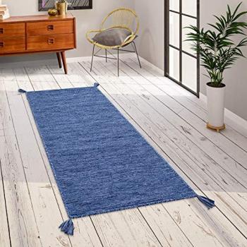 Paco Home Handgewebter Baumwollteppich Kilim 210, Rechteckig, 12 mm Höhe, Uni Farben