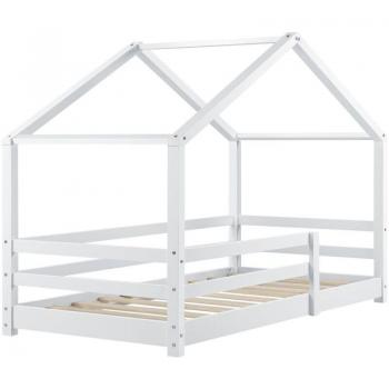Lit Enfant Cabane Maison Bois Blanc 160x80