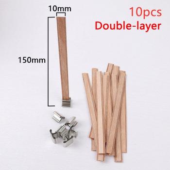 Mèche de bougie en bois, 15 cm, pour cire de soja et paraffine, 10 pièces