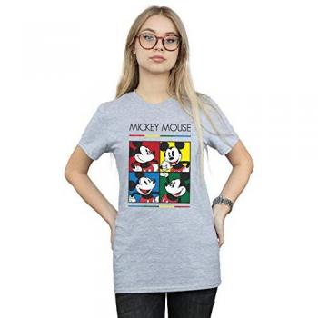Mickey Mouse Square Color Boyfriend T-Shirt – Grey, Women’s Size Small