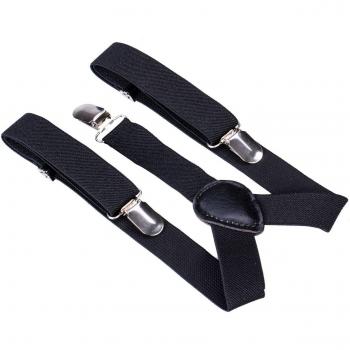Brown Leather Y-Shaped Suspenders with Clip-On Bow Tie for Kids' Outfits