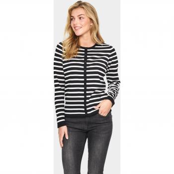 Saint Tropez Damen Strickjacke „MilaSZ Striped“ – XS (34), Schwarz