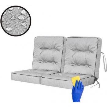Coussins Bjird “Élégance Cendre” – Assise et Dossier Flexibles pour Bancs de Jardin, 50×50 cm