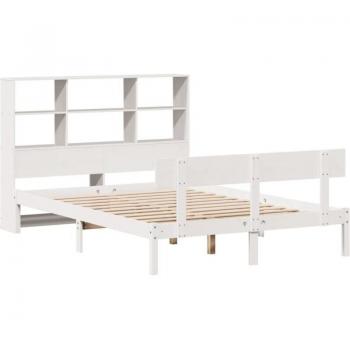 Lit Bibliothèque Sans Matelas Blanc 120x200 Cm Bois Pin Massif