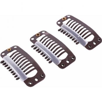 50 PCS 32mm 9-Teeth Wig Comb Clips with Silicone Back