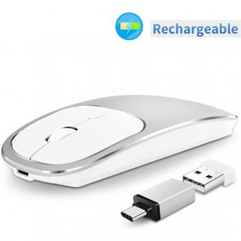 Noiseless Wireless Mouse 2.4G USB Type C Rechargeable
