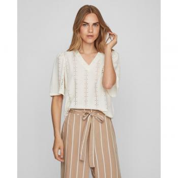 Blusa de mujer Vila con manga corta y ganchillo