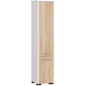 Akord Fin Columna de Baño Blanca 30 cm con Diseño Roble Sonoma y 5 Estantes