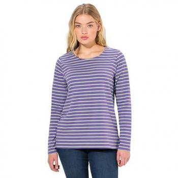 Laurasøn Damen Ringelshirt Langarm Rundhals lila XL Baumwolle