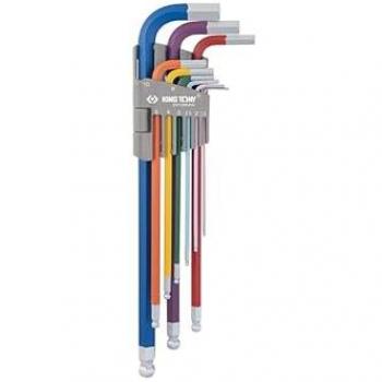 Pack de 9 clés mâles extra longues 'Ball Point' à code couleur