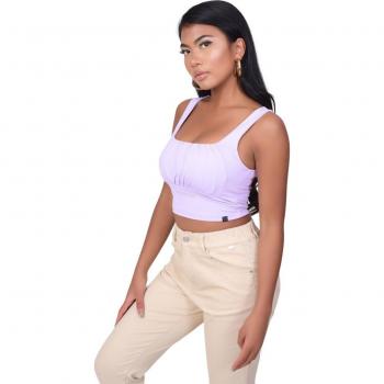 Project X Paris Women's Pleated Bust T-Shirt in Violet