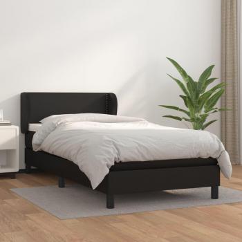 Giroletto Boxspring con Materasso in Similpelle Nero 90x190 cm