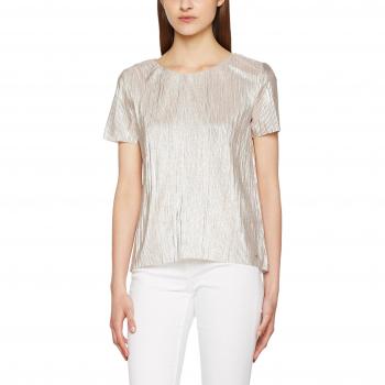 TOM TAILOR Denim Women's Shiny Plissee T-Shirt, Orange, Size 36