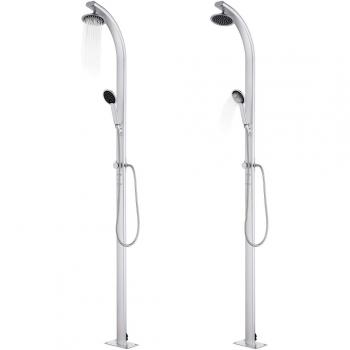 Doccia da Giardino in Alluminio 220 cm con Base Grigia