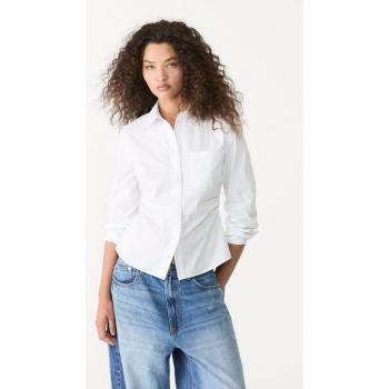 Camicia Fitted Arricciata Stradivarius Bianco XS con Taschino