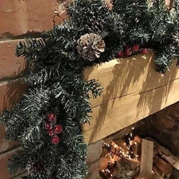 Kaemingk 6ft Seasonal Garland – Frosted Green, Berry & Pine Cone Details