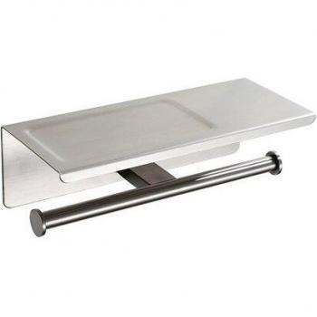 Porte-rouleau toilette 2‑anneaux inox noir – plaque anti‑fuite intégrée