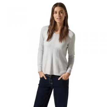 Cecil Damen V-Neck Strickpullover in Soft Silver Melange, Gr. XL