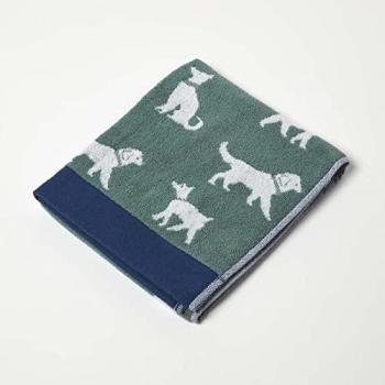 Serviette d’instant vert « Chiens » – Coton biologique – 50 × 85 cm