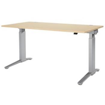 Planova ErgoStyle Bureau avec pattes en C, réglage électrique unique, 1800 mm, couleur bois d'érable et aluminium blanc