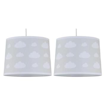 Two-Panel Light Grey Fabric Pendant Shade Set