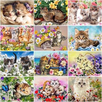 5D Red Cat Diamond Crafting Kit 20x30cm DIY