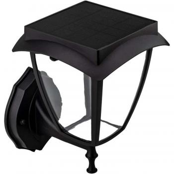 V-TAC PRO Lampada LED Solare Samsung Muro Nero Opaco 3000K+6000K IP65