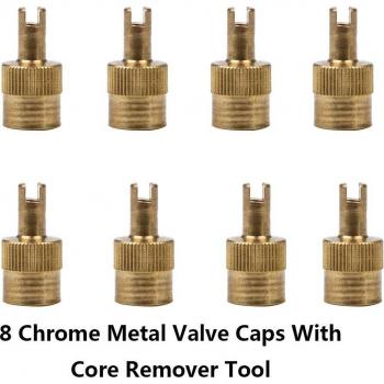 Tapones de Válvula Metal Ranurado 8 Unidades + Herramienta de Núcleo