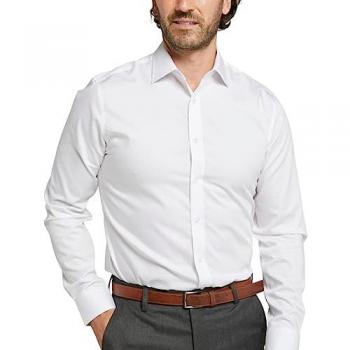 Non-Iron White Cotton Twill Dress Shirt