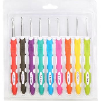 9-Piece Crochet Hook Set with Soft Grip (2-6mm, 165mm) for Knitting