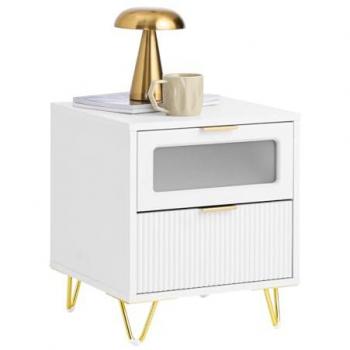 Comodino moderno con 2 cassetti Bianco 40x40x47 cm