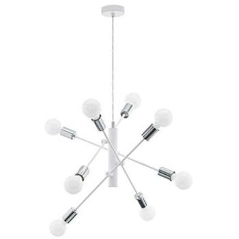 Chrome Crossed Wire Pendant – 8×60W, White, E27
