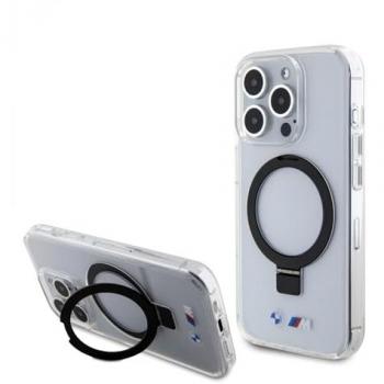 BMW BMHMP15XURST Transparent-Hardcase für iPhone 15 Pro Max (6,7 Zoll) – Ring‑Stand & MagSafe‑M Collection