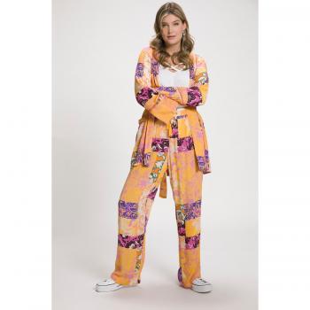 Pantaloni Gamba Larga Rosa con Stampa, Cintura Elastica, Donna, Taglia 48/50, Viscosa