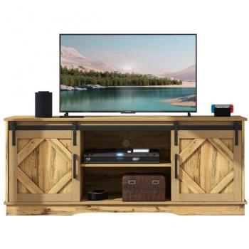 Merax Lowboard für Fernseher mit 2 Schiebtüren