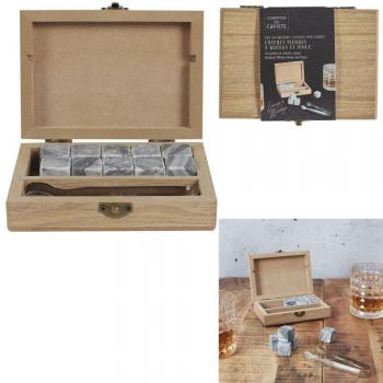 Schwäbische Whisky Stone Gift Set, 10 Real Mineral Stones with Tongs in Elegant Box