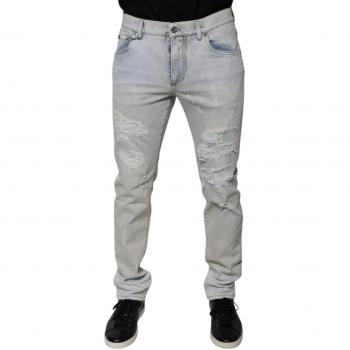 Blue Tapered Cotton‑Denim Skinnies – M